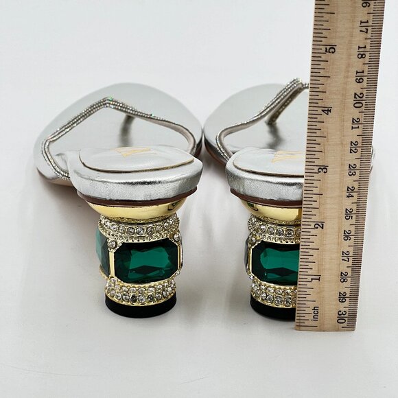 Silver Crystal Heel Sandals Casual Flip Flops Open Toe Daily Wearing Slipper - Picture 5 of 7